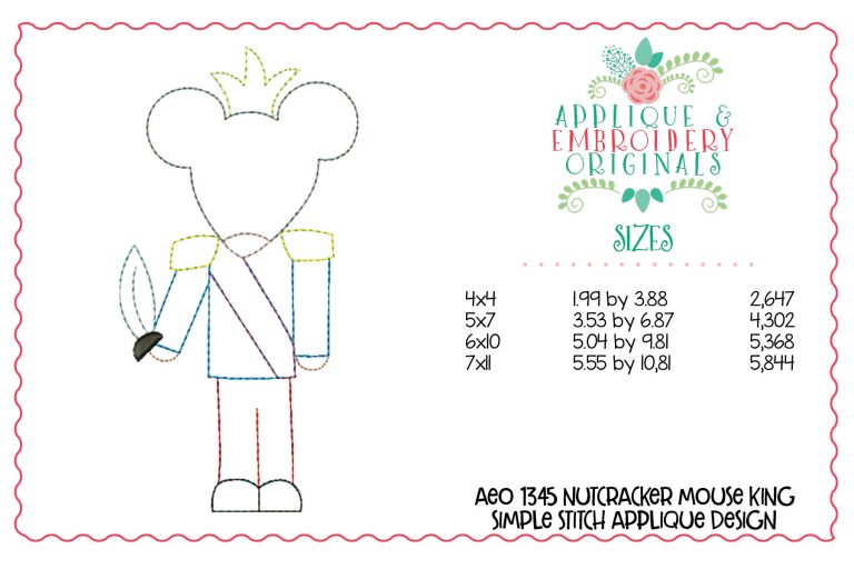 1345 Nutcracker Mouse King Simple Stitch Applique Design - Image 2