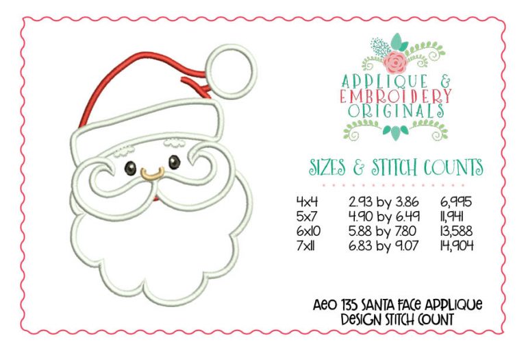 135 Santa Face Applique Design - Image 2