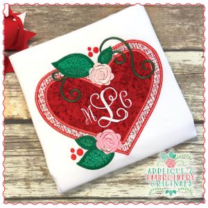1355 Heart Shaped Monogram Frame Applique Design