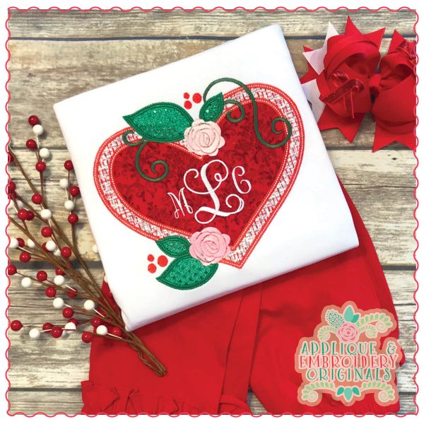 1355 Heart Shaped Monogram Frame Applique Design - Image 2