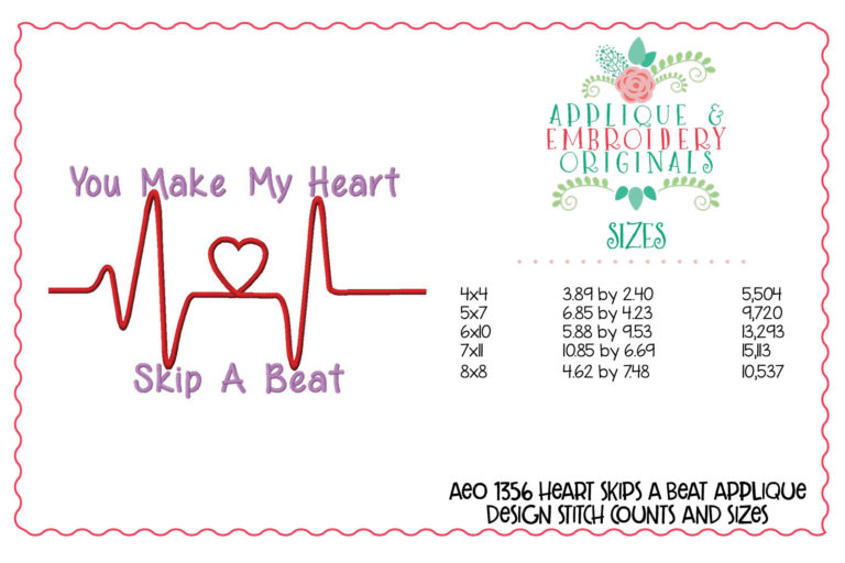 1356 Heart Skips a Beat Embroidery Design - Image 3