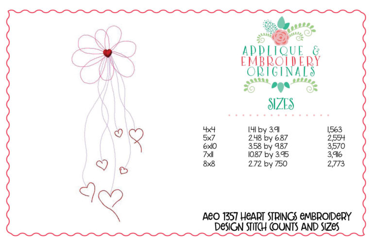 1357 Heart Strings Vintage Embroidery Design - Image 4
