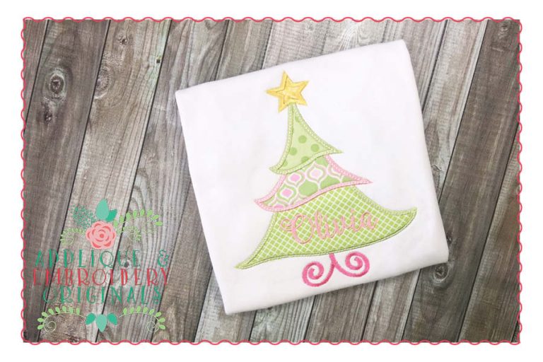 136 Whimsical Christmas Tree Applique Design