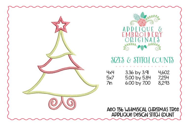 136 Whimsical Christmas Tree Applique Design - Image 2