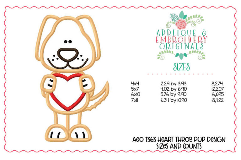 1363 Heart Throb Puppy Dog Applique Design - Image 3