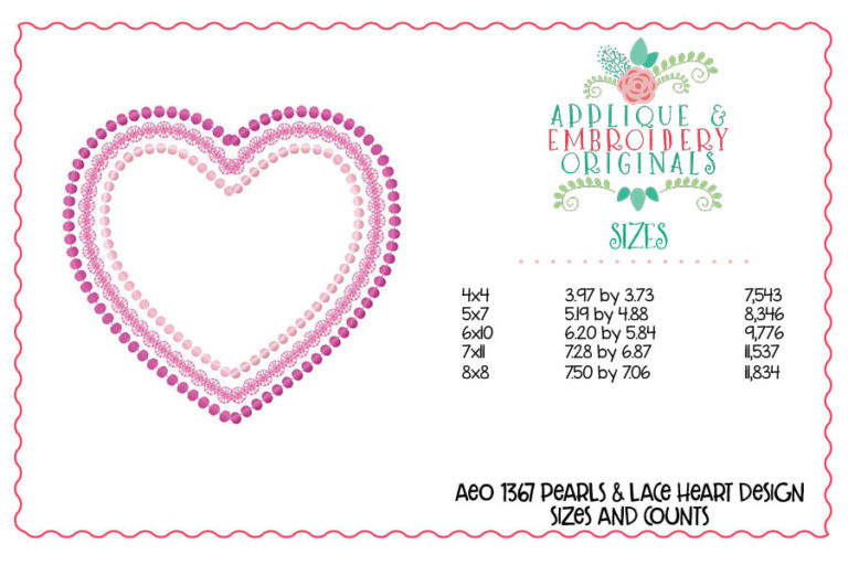 1367 Pearls & Lace Heart Applique Design - Image 4