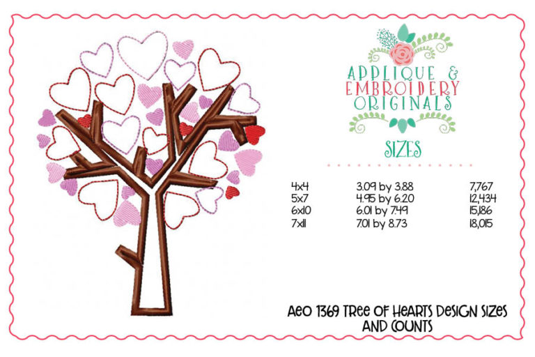 1369 Tree of Hearts Applique Design - Image 4