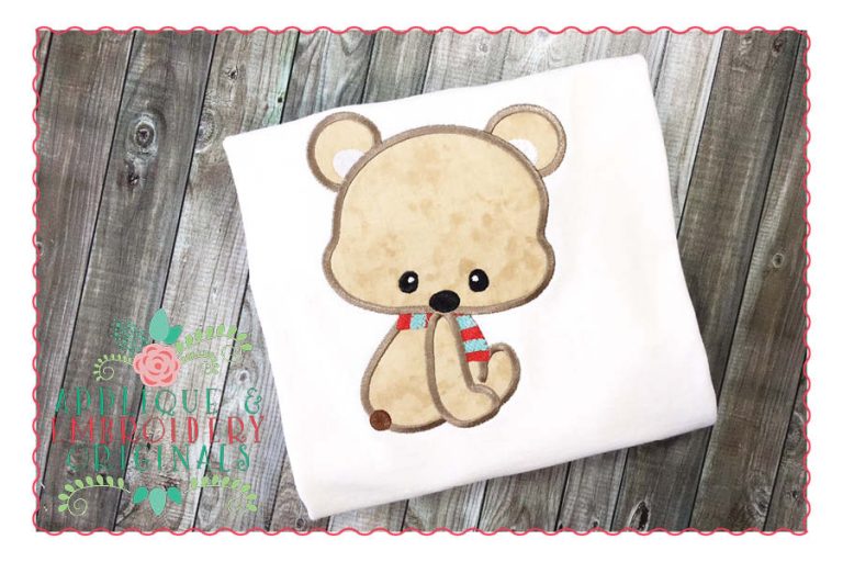 137 Bear with Scarf Boy Applique Design