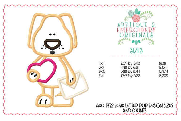 1372 Love Letter Puppy Applique Design - Image 4
