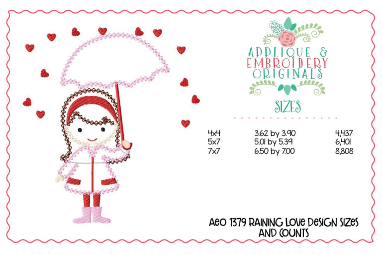 1379 Raining Love Applique Design - Image 4