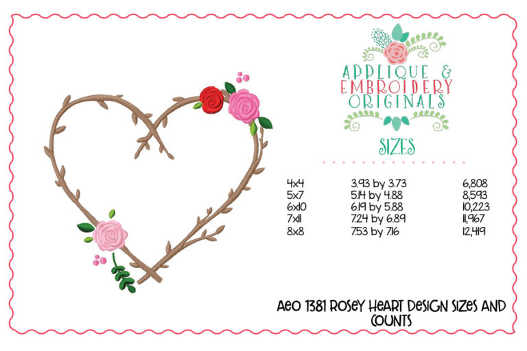 1381 Rosey Heart Applique Design - Image 5