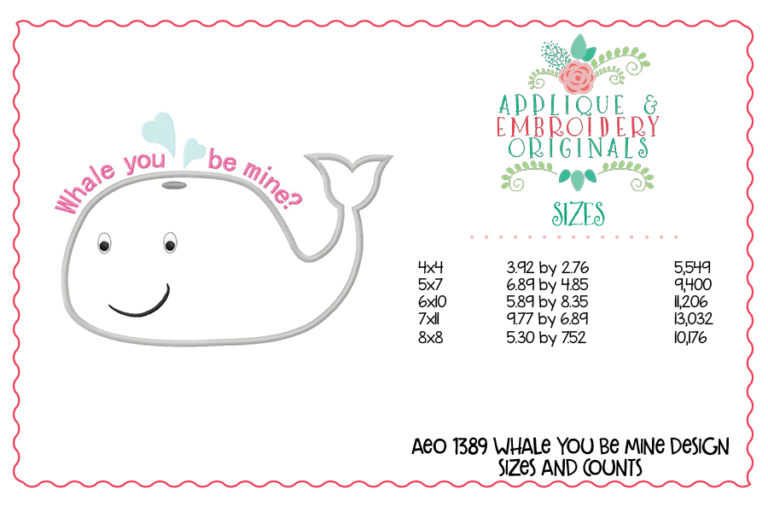 1389 Whale You Be Mine Applique Design - Image 3