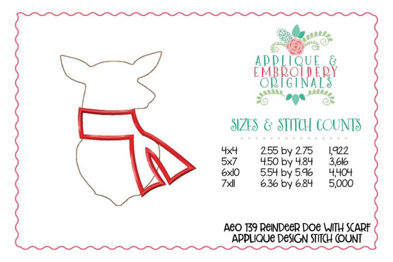 139 Reindeer Doe with Scarf Applique Design - Image 2