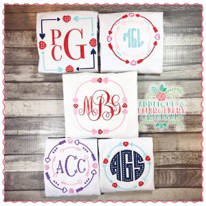 1390 Arrow Heart Frame Applique Designs