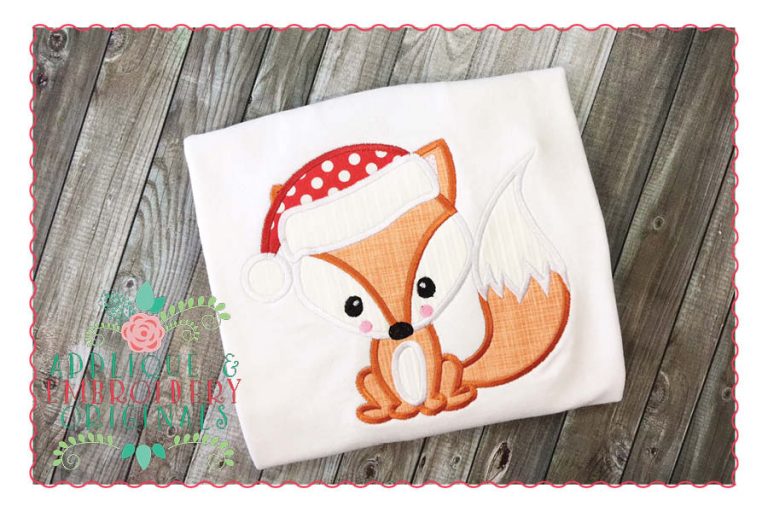 140 Fox Santa Hat Applique Design