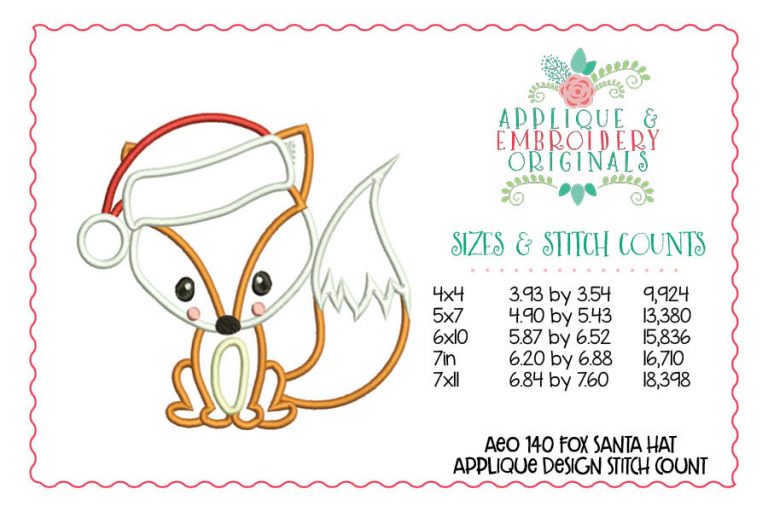 140 Fox Santa Hat Applique Design - Image 2