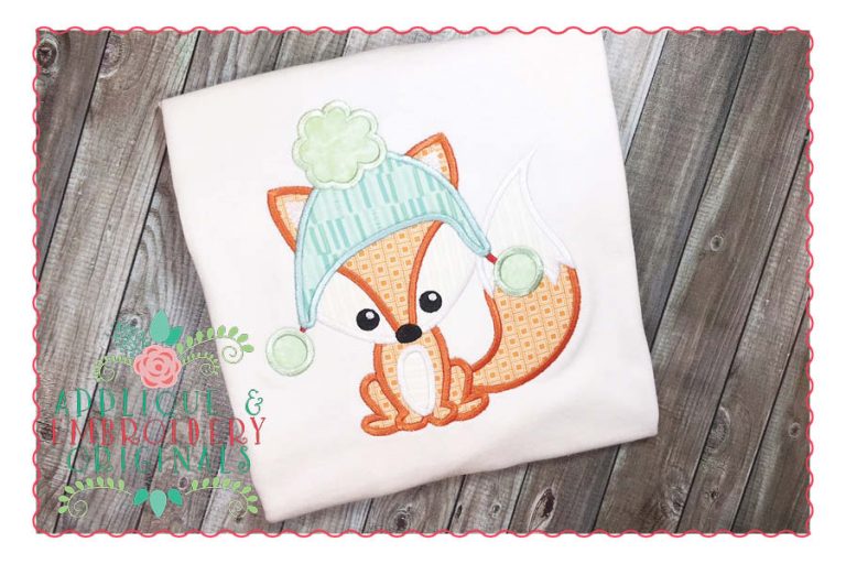 144 Fox with Toboggan Applique Design