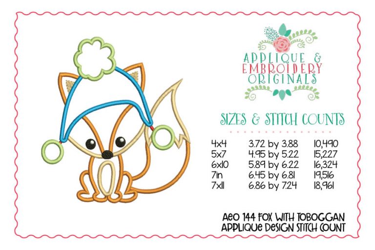 144 Fox with Toboggan Applique Design - Image 2