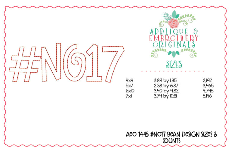 1445 #NO17 Bean Stitch Applique Design - Image 3