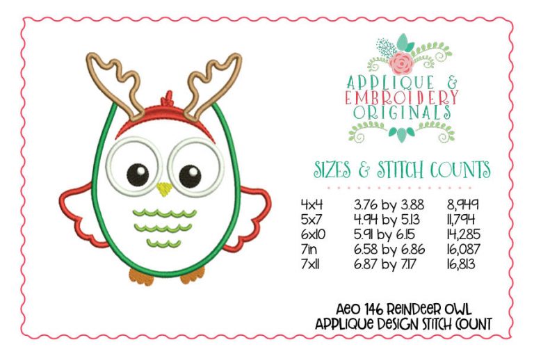146 Reindeer Owl Antler Applique Design - Image 2