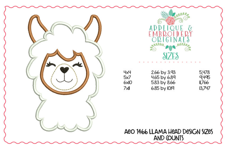 1466 Llama Head Applique Design - Image 3