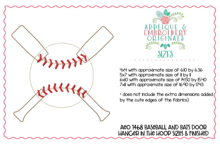 1468 Baseball Softball Bats Door Hanger In-The-Hoop1468 Baseball Softball Bats Door HangerApplique Design - Image 3