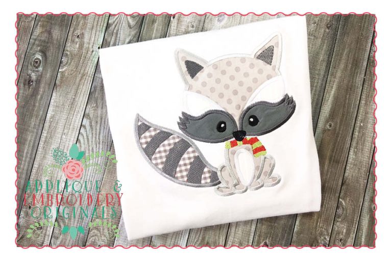 148 Raccoon Scarf Boy Applique Design