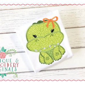 155 Gator Mascot Girl Bow Applique Design