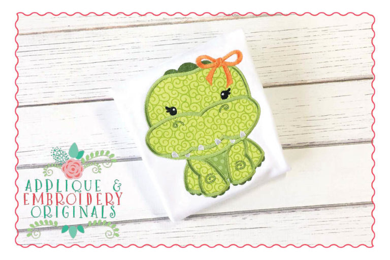 155 Gator Mascot Girl Bow Applique Design