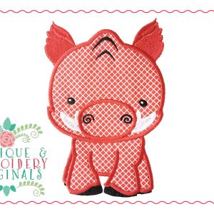 158 Razorback Hog Mascot Boy Applique Design