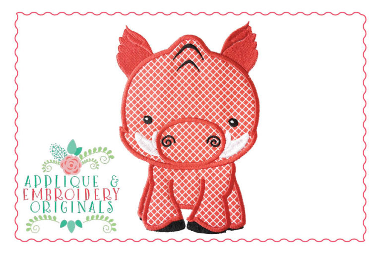 158 Razorback Hog Mascot Boy Applique Design
