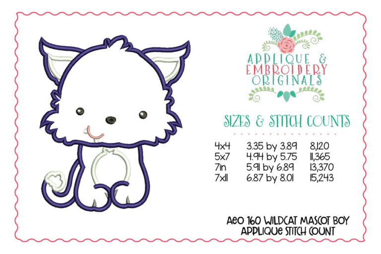 160 Wildcat Mascot Boy Applique Design - Image 2