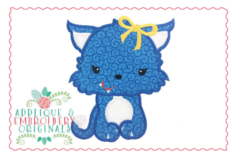 161 Wildcat Mascot Girl Applique Design