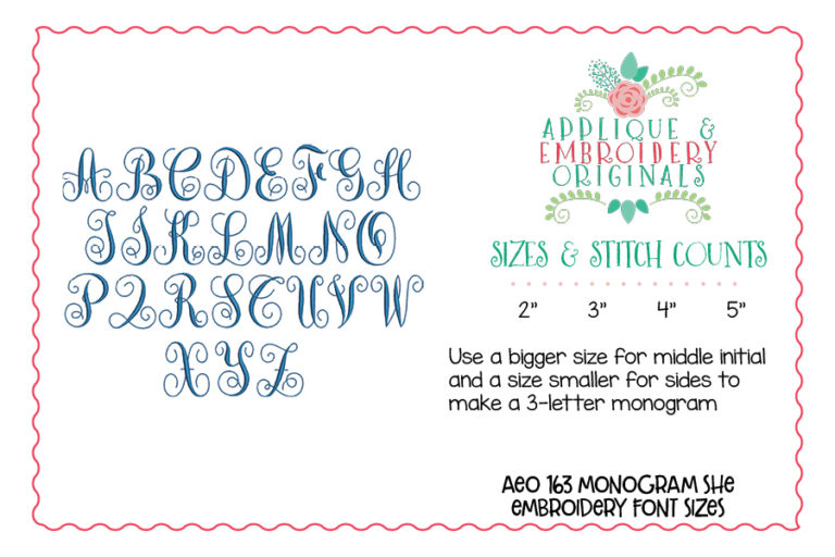 163 Monogram She Embroidery Font - Image 4