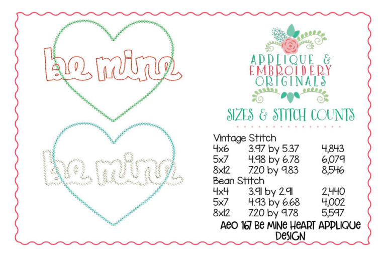 167 Be Mine Heart Applique Design - Image 2