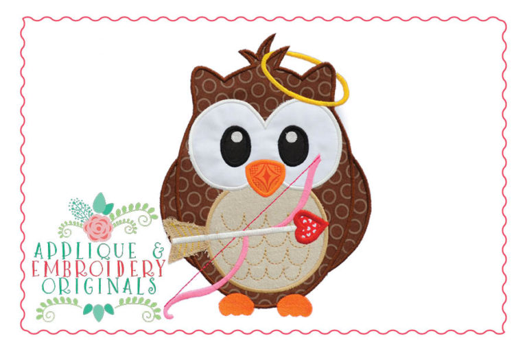 168 Cupid Owl Applique Design