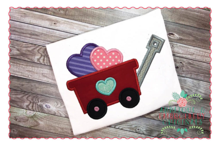 169 Wagon Heart Applique Design