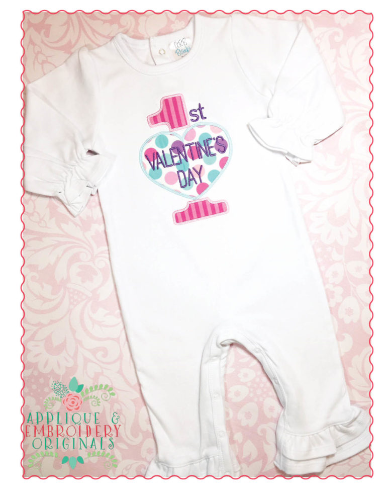 172 1st Valentine's Day Baby Applique Design - Image 2