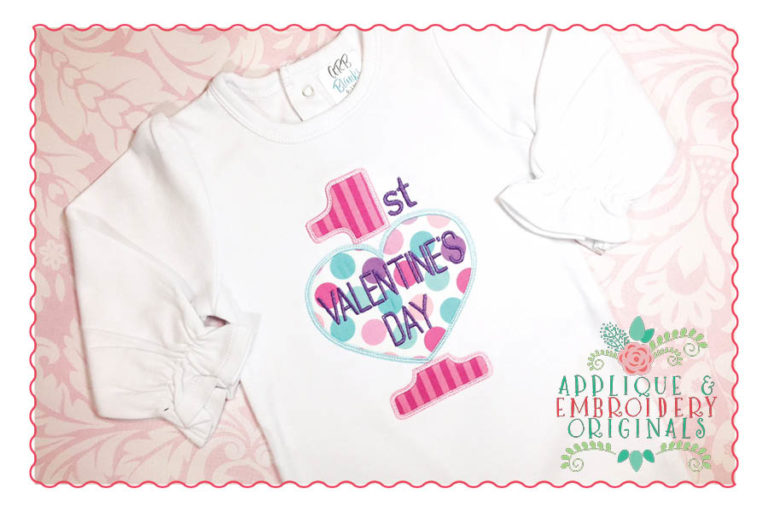 172 1st Valentine's Day Baby Applique Design