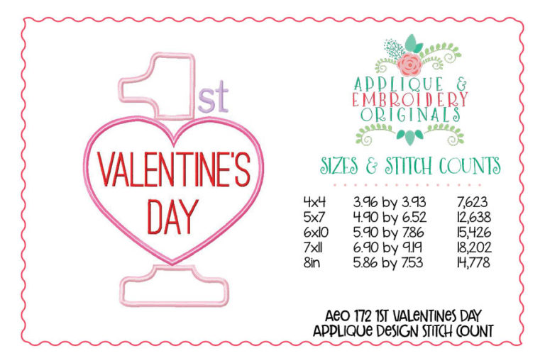 172 1st Valentine's Day Baby Applique Design - Image 3
