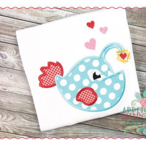 173 Angler Fish Heart Applique Design