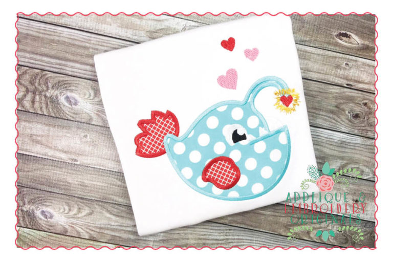 173 Angler Fish Heart Applique Design
