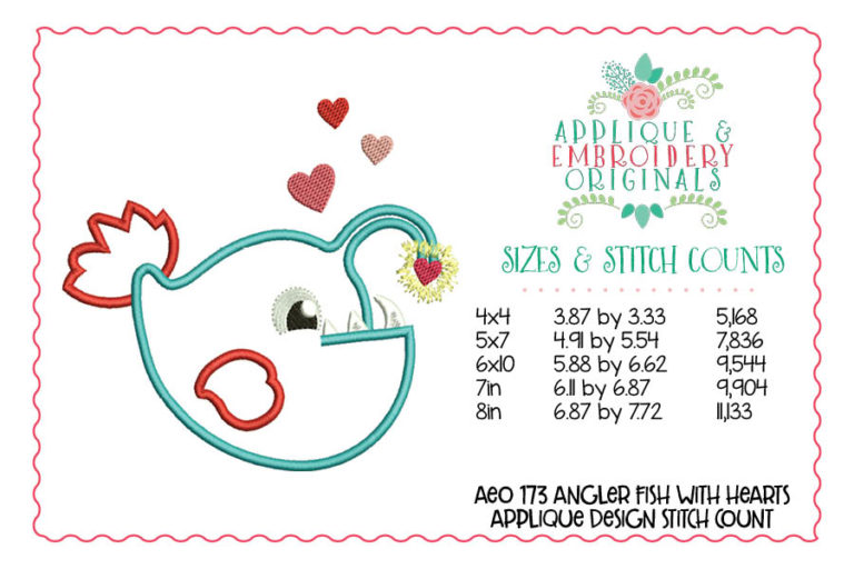 173 Angler Fish Heart Applique Design - Image 3