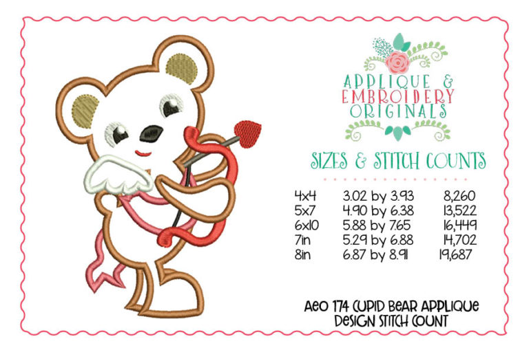 174 Cupid Bear Applique Design - Image 2