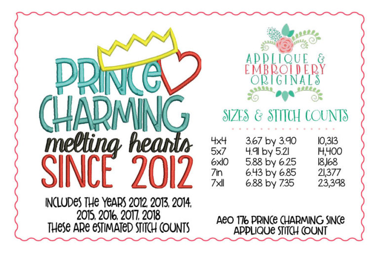 176 Prince Charming Since Applique Design - Image 2