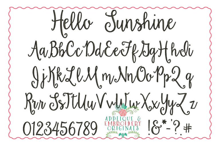 181 Hello Sunshine Embroidery Font - Image 2