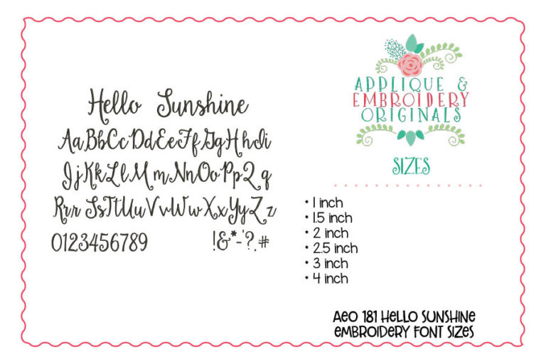 181 Hello Sunshine Embroidery Font - Image 3