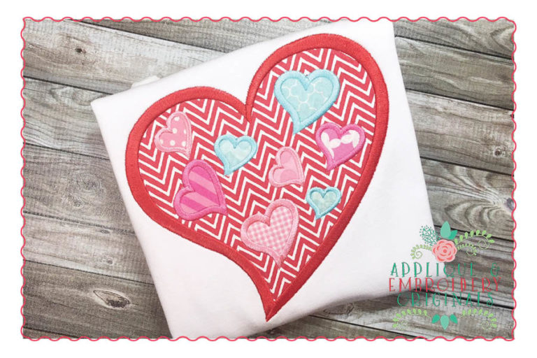 183 Heart Collage Applique Design