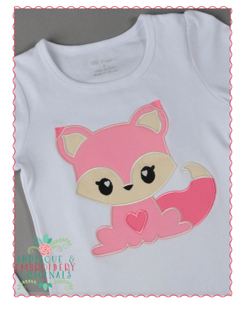 184 Fox with Heart Applique Design - Image 2