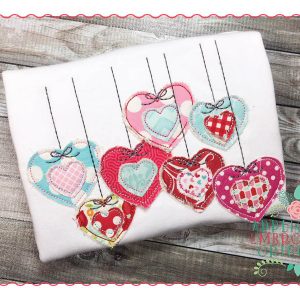185 Hanging Hearts with Bean Stitch Applique Design
